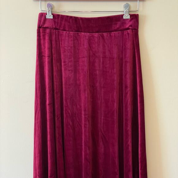 Vintage M wine red maxi skirt velvet metallic sheen classic pink BRATZ - Picture 2 of 7